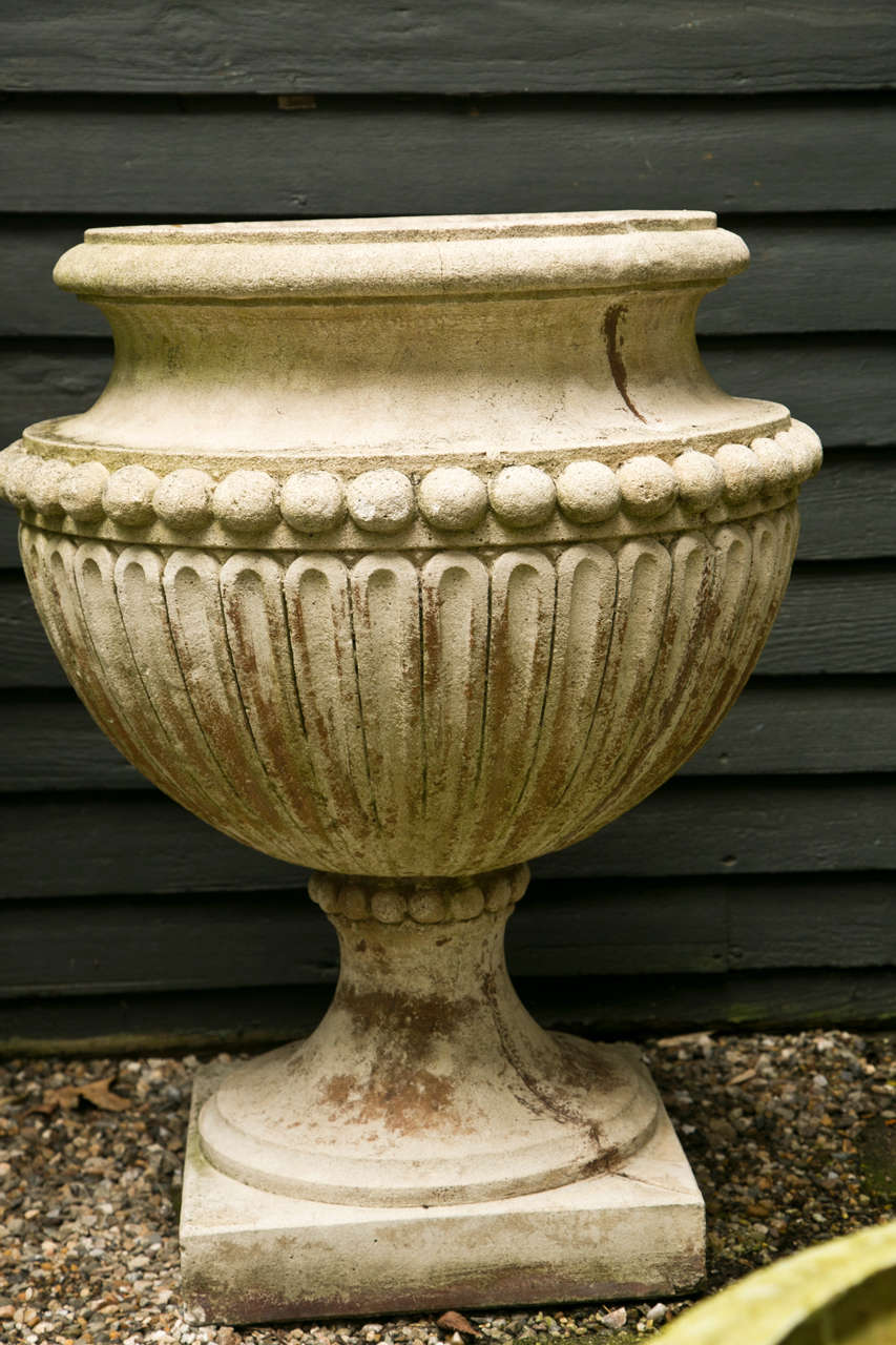Dramatic Pair of Cast Cement Garden Urns at 1stdibs