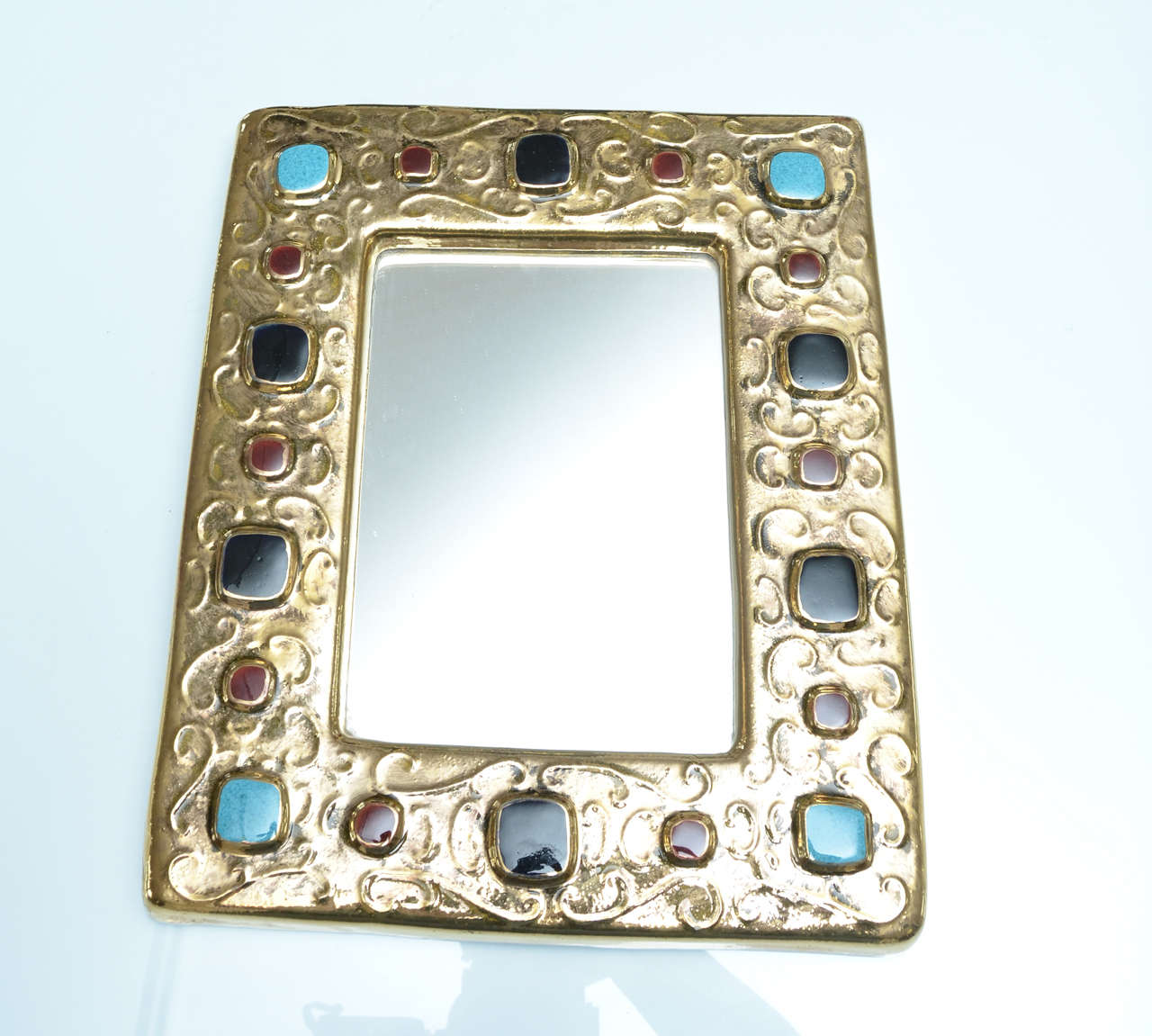 Mid-Century Modern Ceramic Mirror by Francois Lembo For Sale