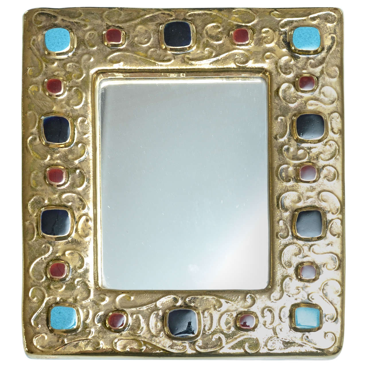Ceramic Mirror by Francois Lembo For Sale