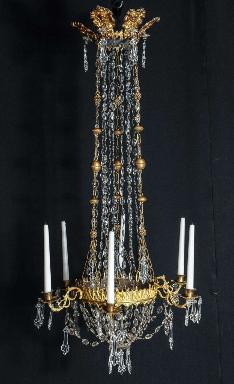 A French Gothic-revival Period 6 Light Chandelier