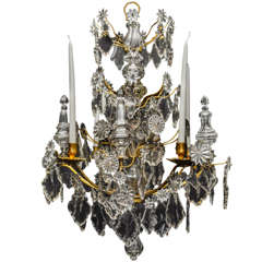 A Louis XV Period ormolu and glass 4 light chandelier