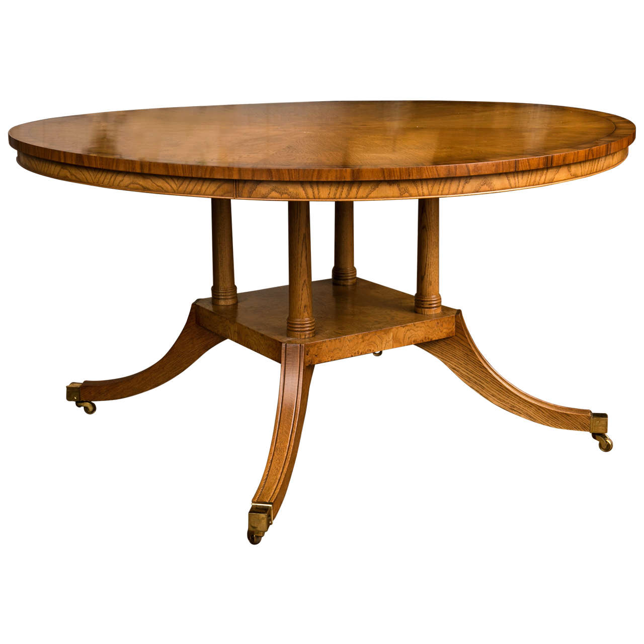 Custom English Pollard Oak 60" Diameter Dining Table