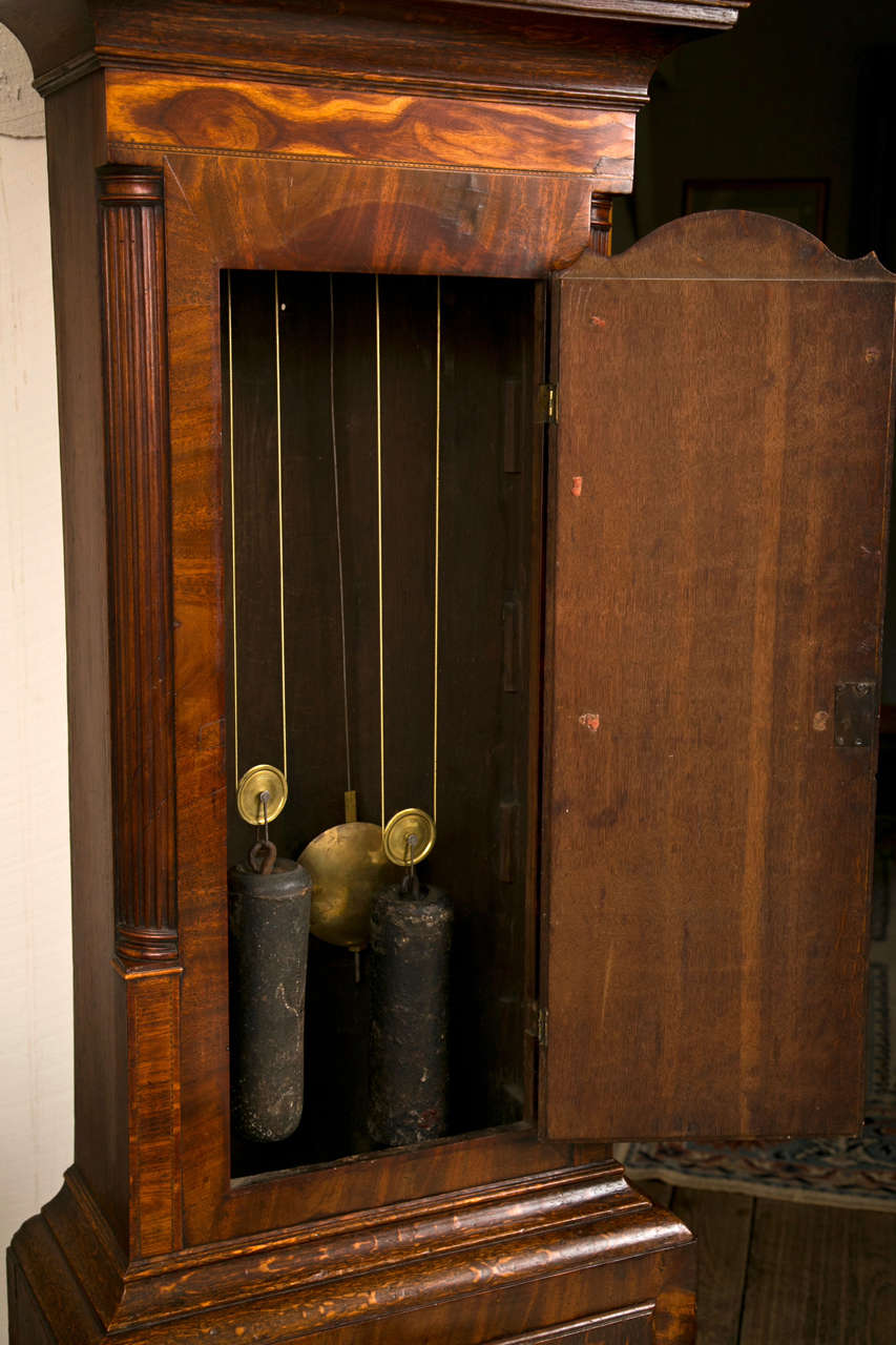 19th Century English Oak Tall Case Clock For Sale