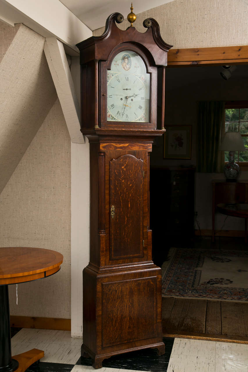 English Oak Tall Case Clock For Sale 2