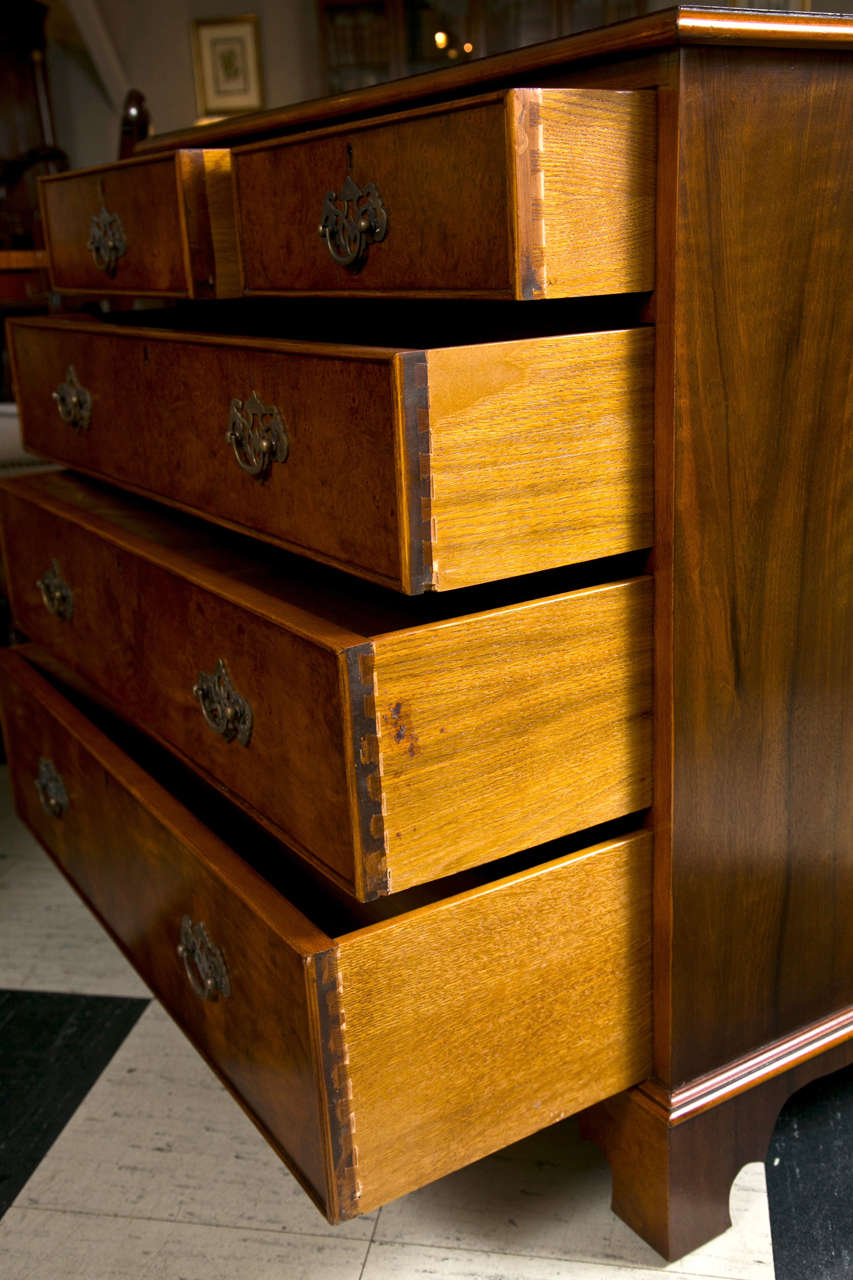 Custom English Walnut Five-Drawer Chest on Bracket Feet For Sale at ...