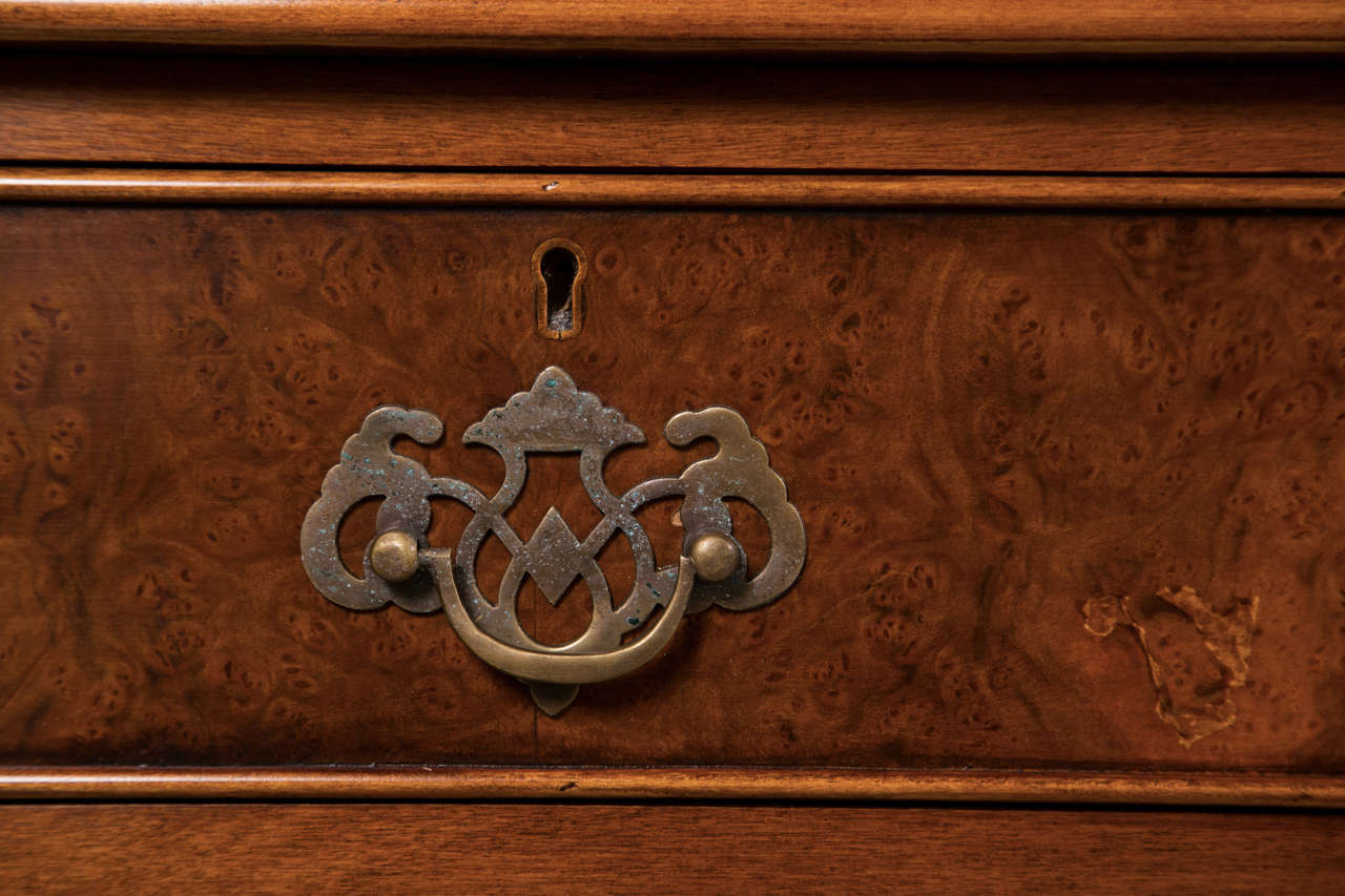 Custom English Walnut Five-Drawer Chest on Bracket Feet For Sale at ...