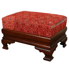 Footstool with Hill Tribe Hand Weave Upholstery