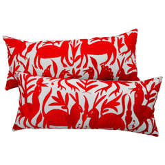 Mexican Embroidered "Otomi" Pillows.