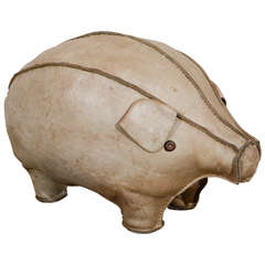 Vintage Leather Pig Footstool