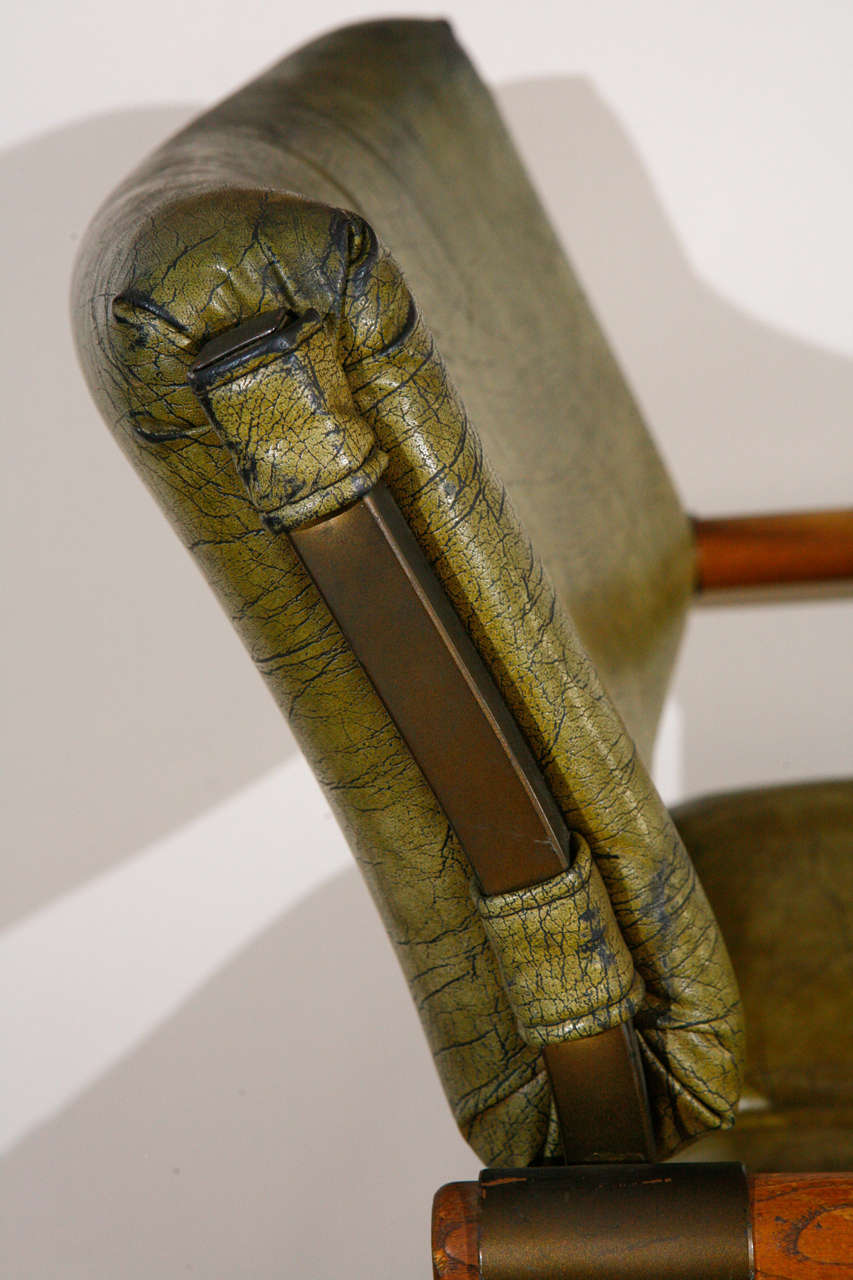 Steel Campaign Chairs in the style of Cleo Baldon