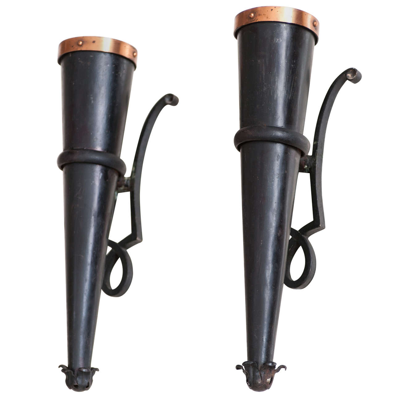 Gilbert Poillerat(1902-1988) pair of wrought iron wall sconces at 1stdibs