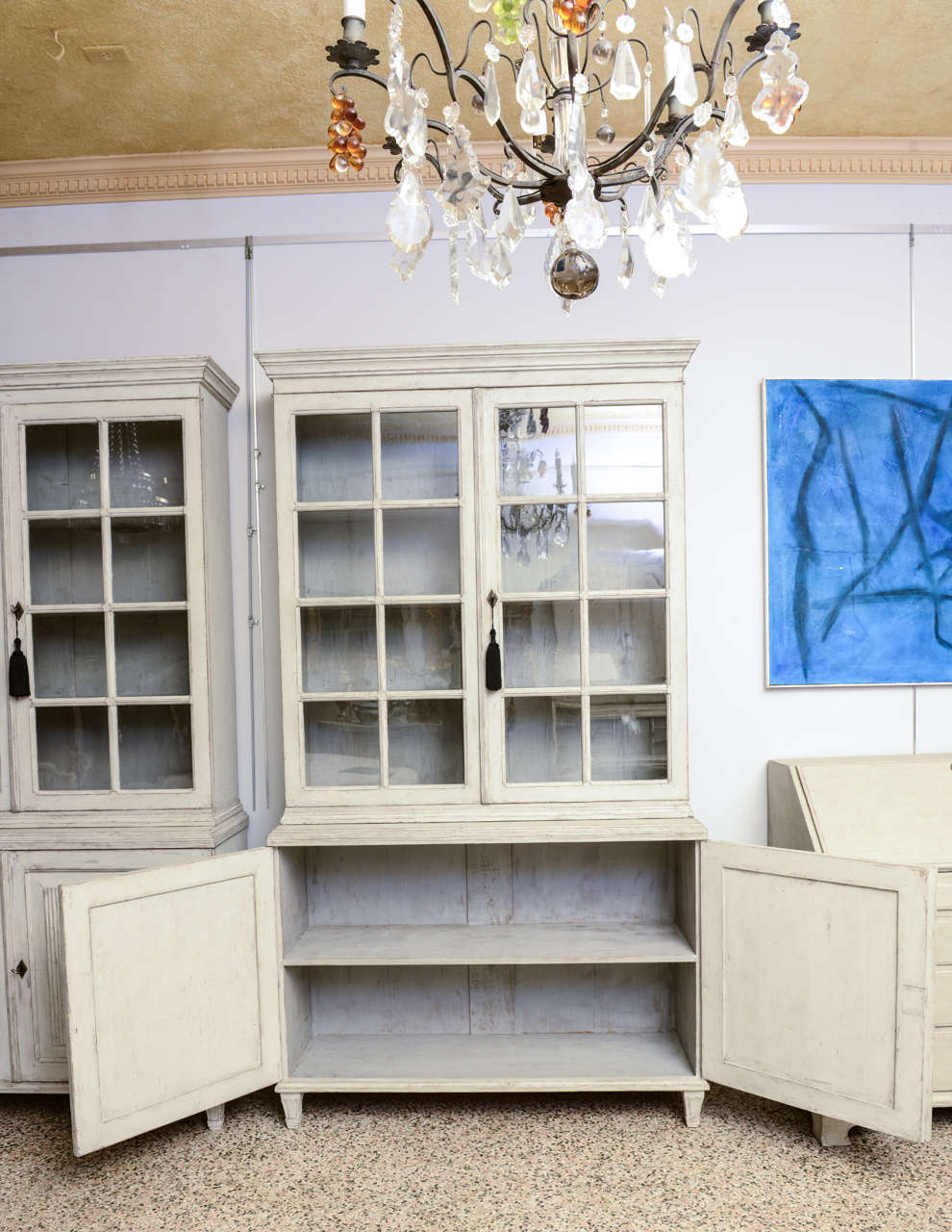 Pair of Large Antique Swedish Gustavian Library Cabinets In Excellent Condition In West Palm Beach, FL