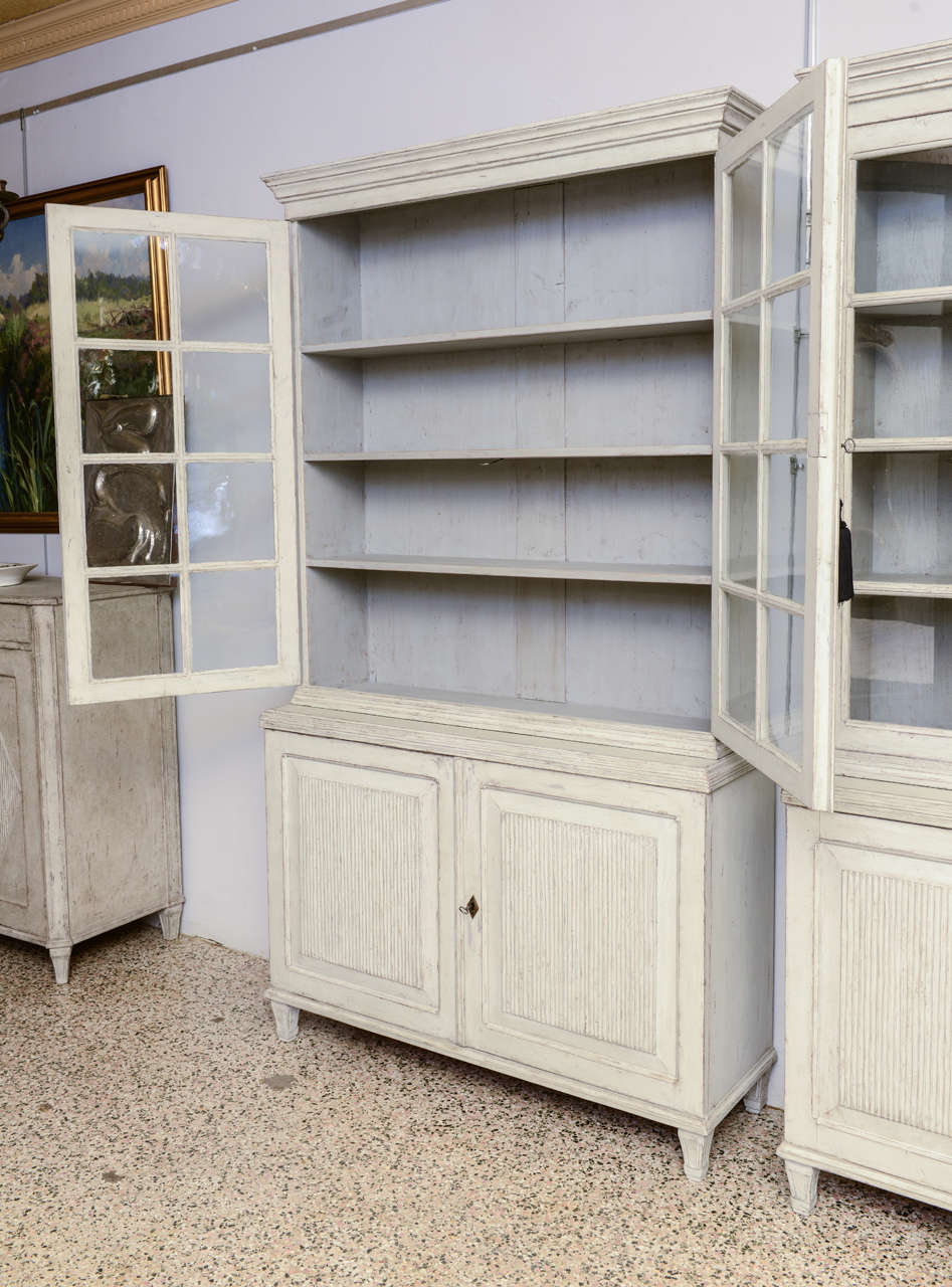 Pair of Large Antique Swedish Gustavian Library Cabinets 1