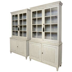 Pair of Large Antique Swedish Gustavian Library Cabinets