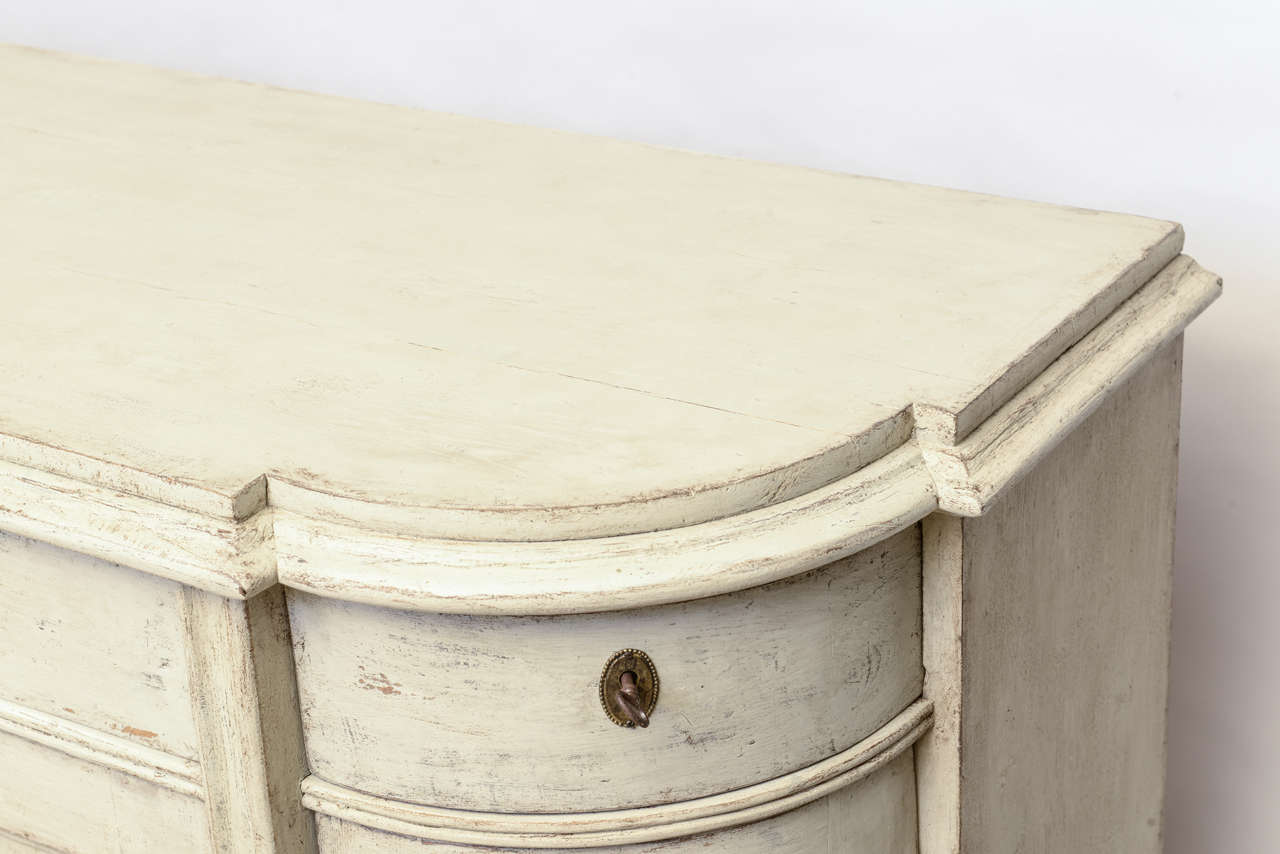 Antique Swedish painted late gustavian sideboard with rounded corners. 1