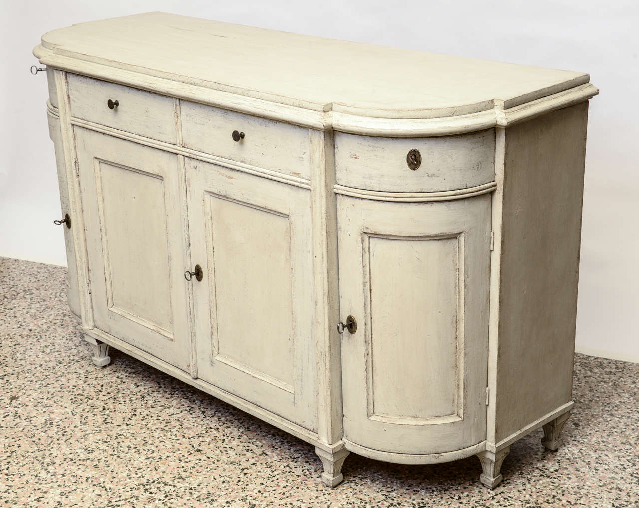 Antique Swedish painted late gustavian sideboard with rounded corners