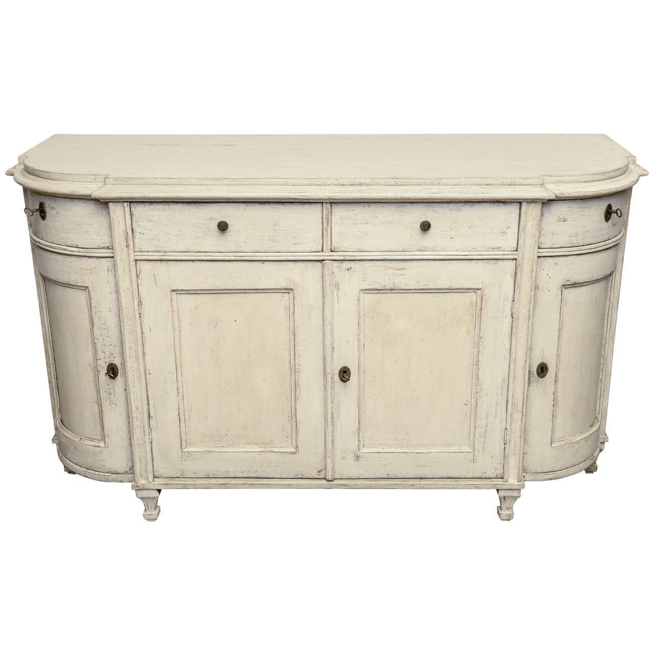 Antique Swedish painted late gustavian sideboard with rounded corners