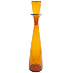 Vintage A Midcentury Large Amber Glass Decanter Designed by Wayne Husted for Blenko