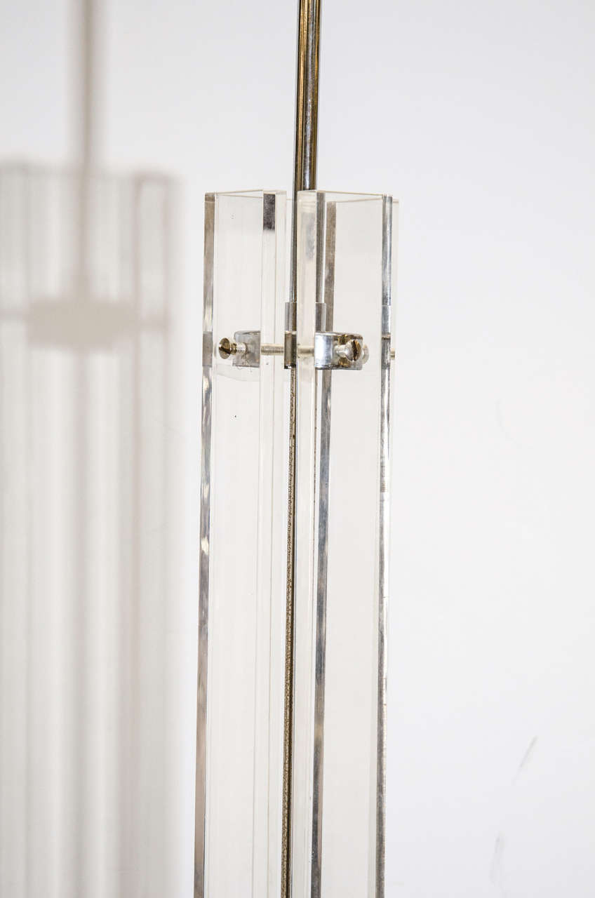 Late 20th Century Mid-Century Italian Lucite Floor Lamp with Brass Details, Italy, 1970s