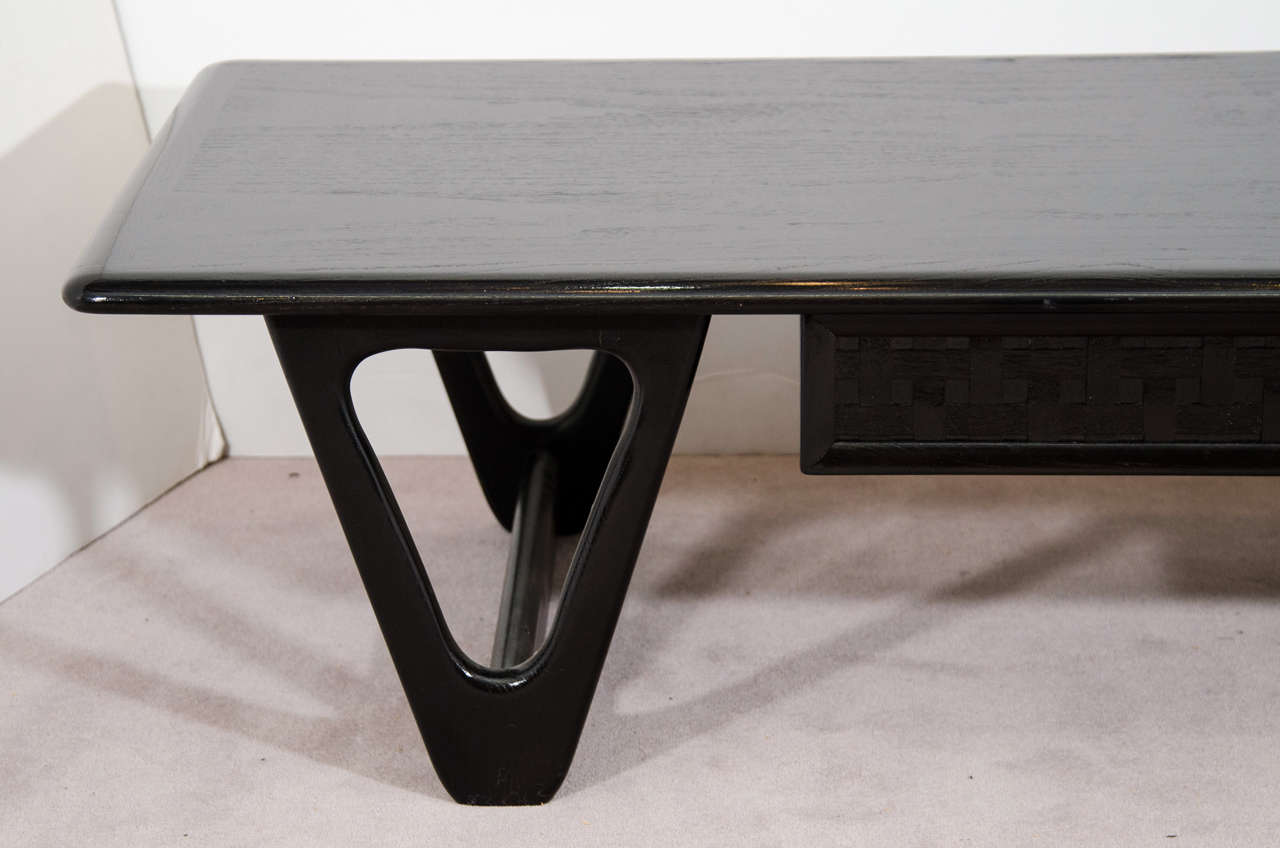 Mid-Century Modern A Mid Century Black Lacquered Lane Coffee or Cocktail Table