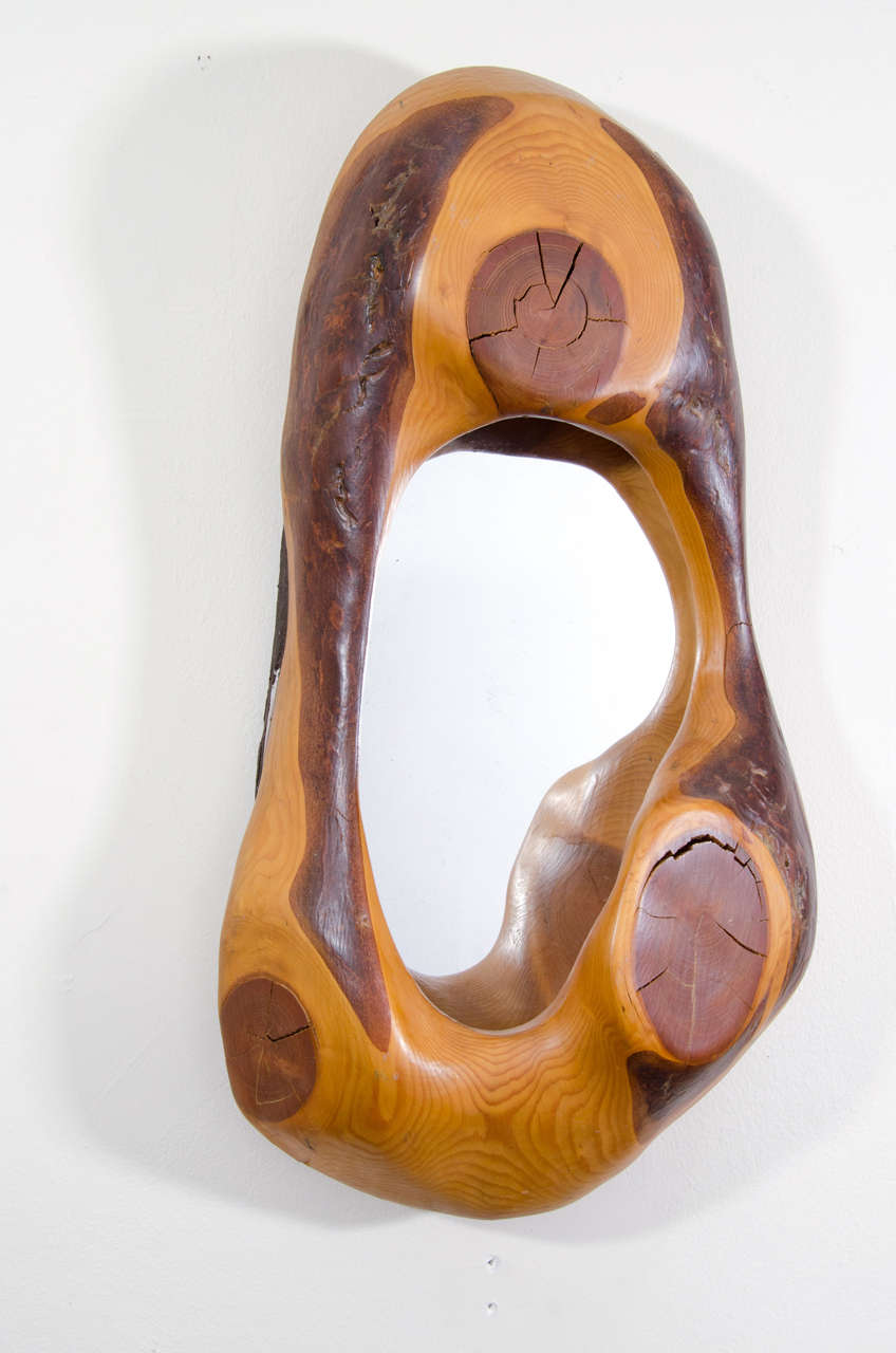 A Mid Century Wooden Biomorphic Mirror