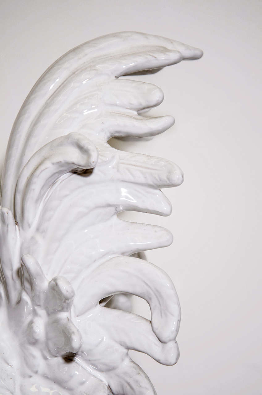 American Vintage White Ceramic Rooster Sculpture