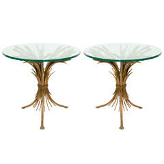A Midcentury Pair of Wheat Form Side Tables