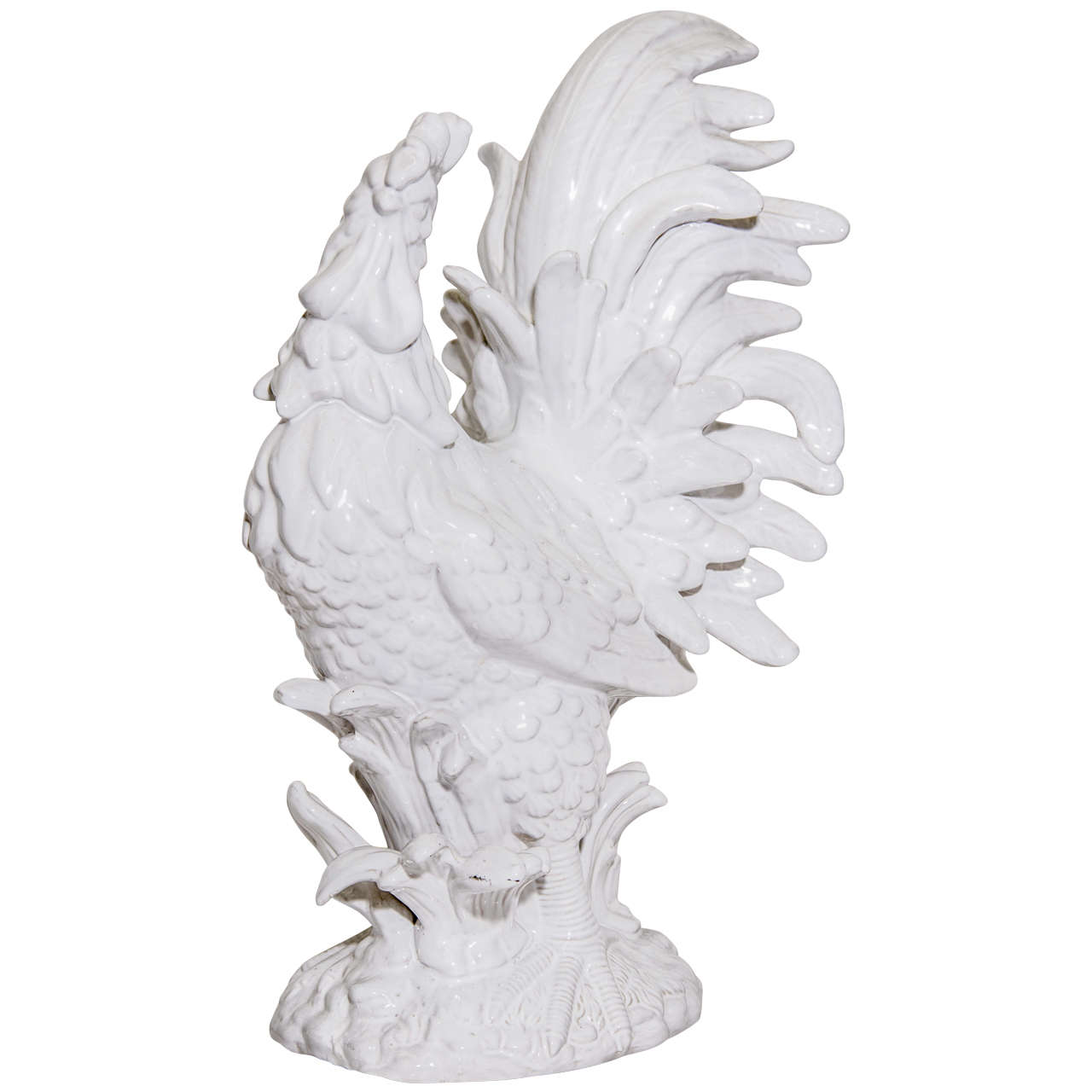 black and white ceramic rooster