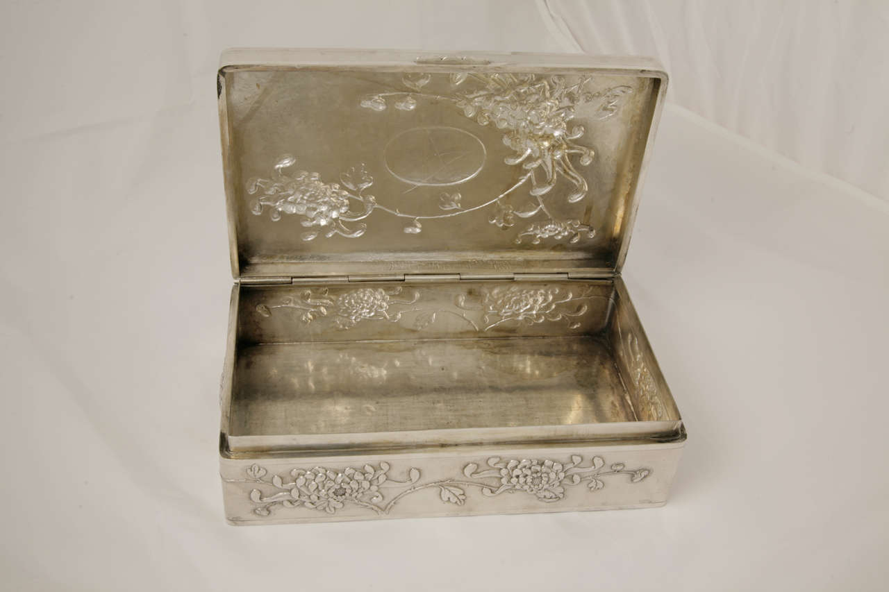 19th Century Chinese Export Silver Box For Sale
