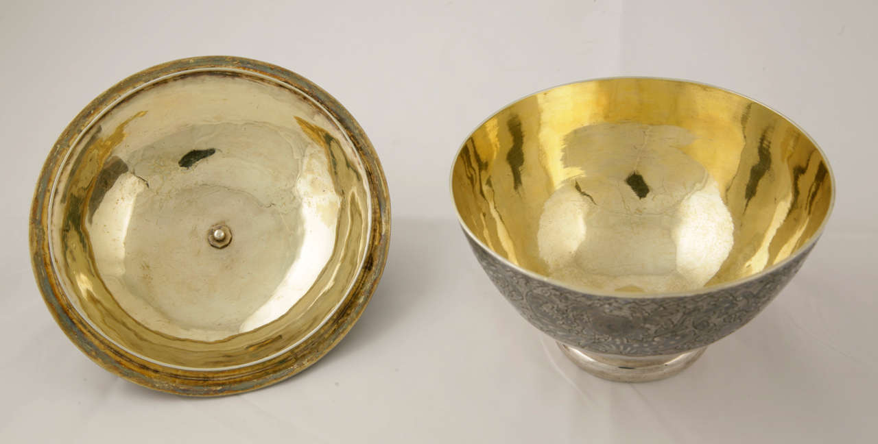 Pair of Caucasian Silver and Niello Covered Bowls In Good Condition In London, GB