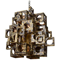 Brutalist Torch Cut Chandelier by T. A. Greene