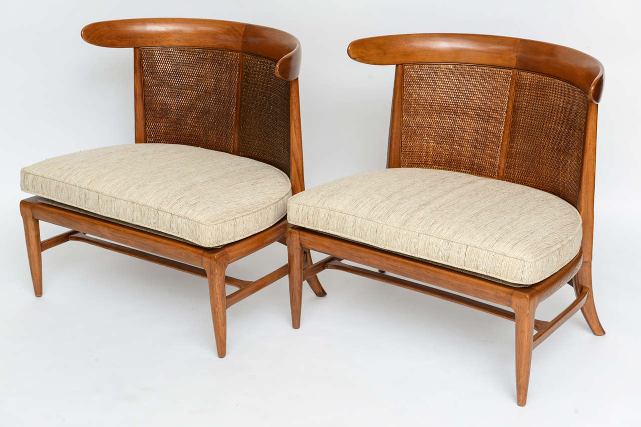 Pair of Silk Upholstered Erwin-Lambeth Slipper Chairs 1