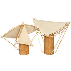 Pair of Muriel Garderet Bamboo Lamps