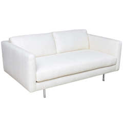 Milo Baughman Settee Upholstered in 10-Ply Silk (2 Available)