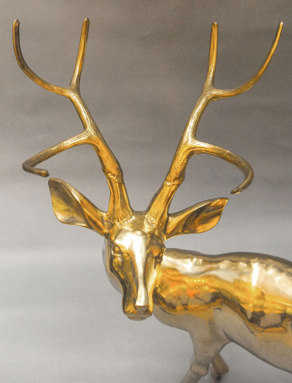 Huge real life size Gold Plated Sculpture of a Deer In Excellent Condition In Amsterdam, NL