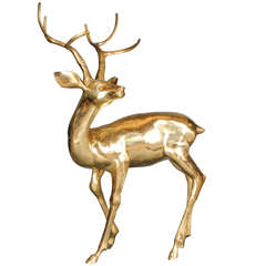 Huge real life size Gold Plated Sculpture of a Deer