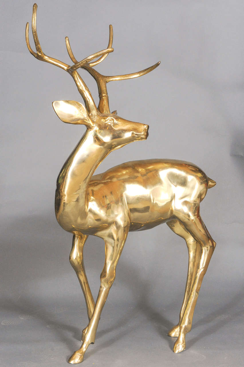 Huge real life size Gold Plated Sculpture of a Deer at 1stDibs gold