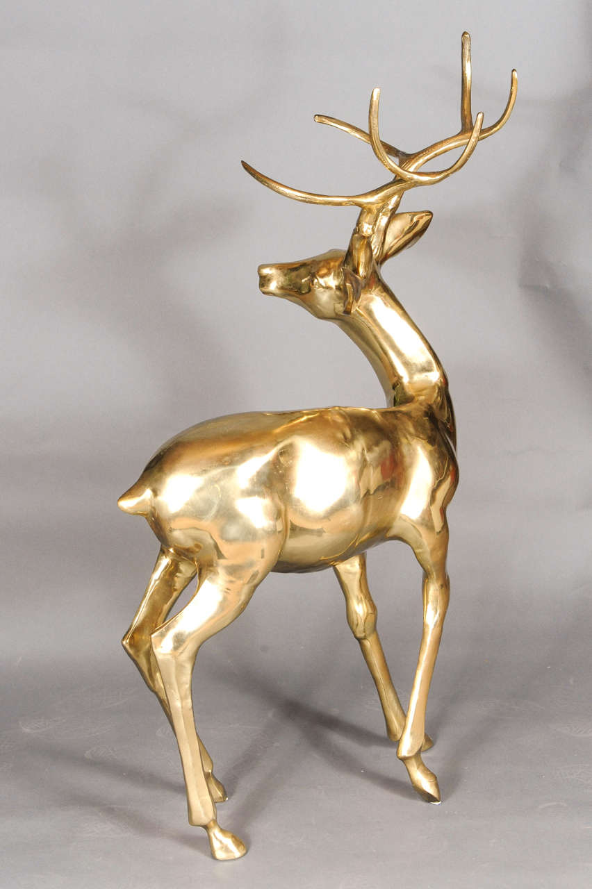 Huge real life size Gold Plated Sculpture of a Deer at 1stDibs gold