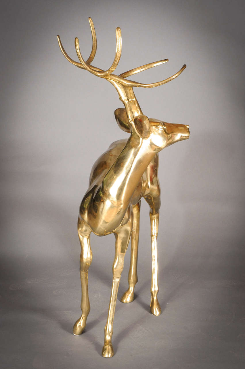 Huge real life size Gold Plated Sculpture of a Deer at 1stDibs gold