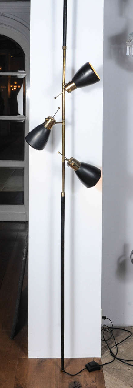 Monix Paris three-light pole lamp with black enamel shades
