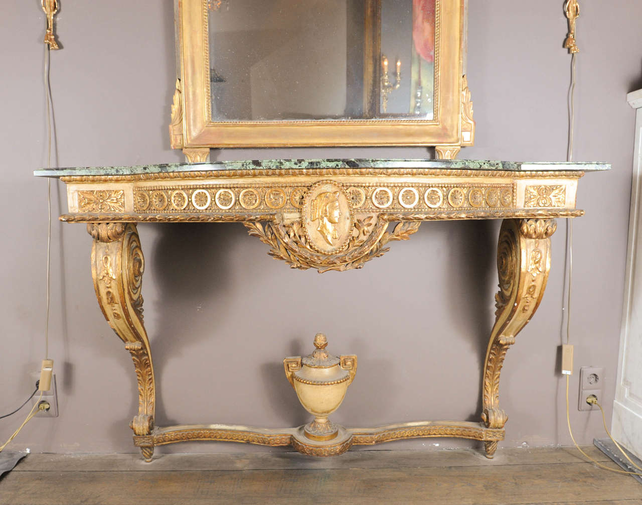 A wooden console table Napoleon III with 