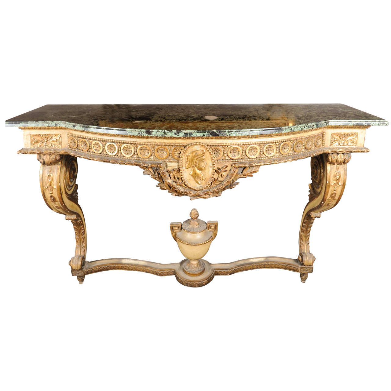 A wooden console table Napoleon III with marble top