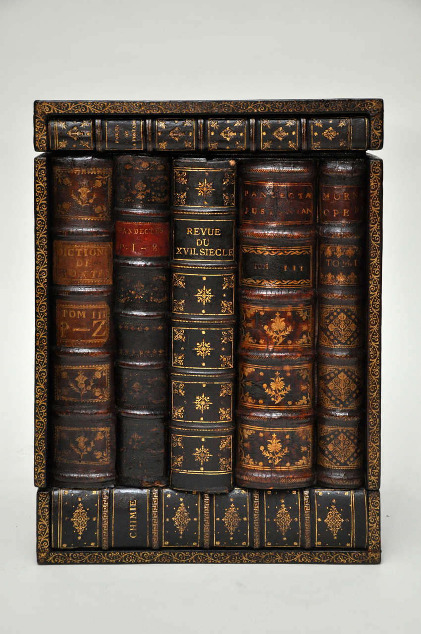 French Large Leather Faux Book Telephone Box, France, Circa 1900