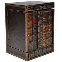 Large Leather Faux Book Telephone Box, France, Circa 1900