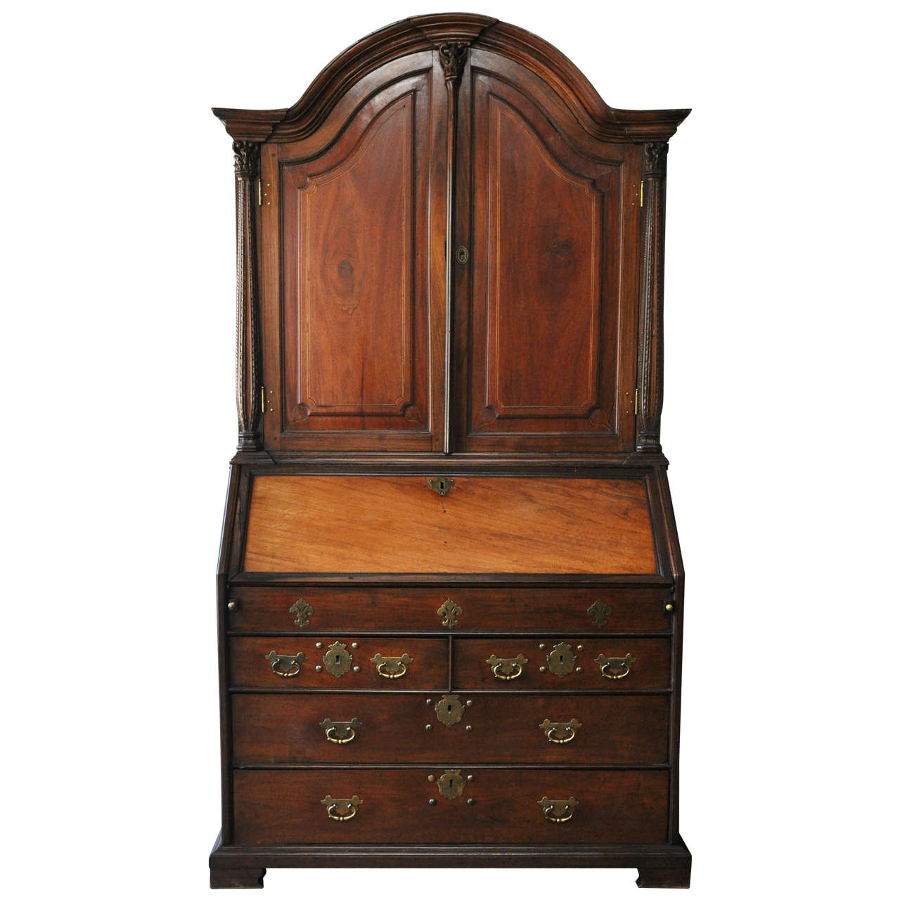 Dutch Colonial Blackwood Secretary Bookcase, Circa 1820