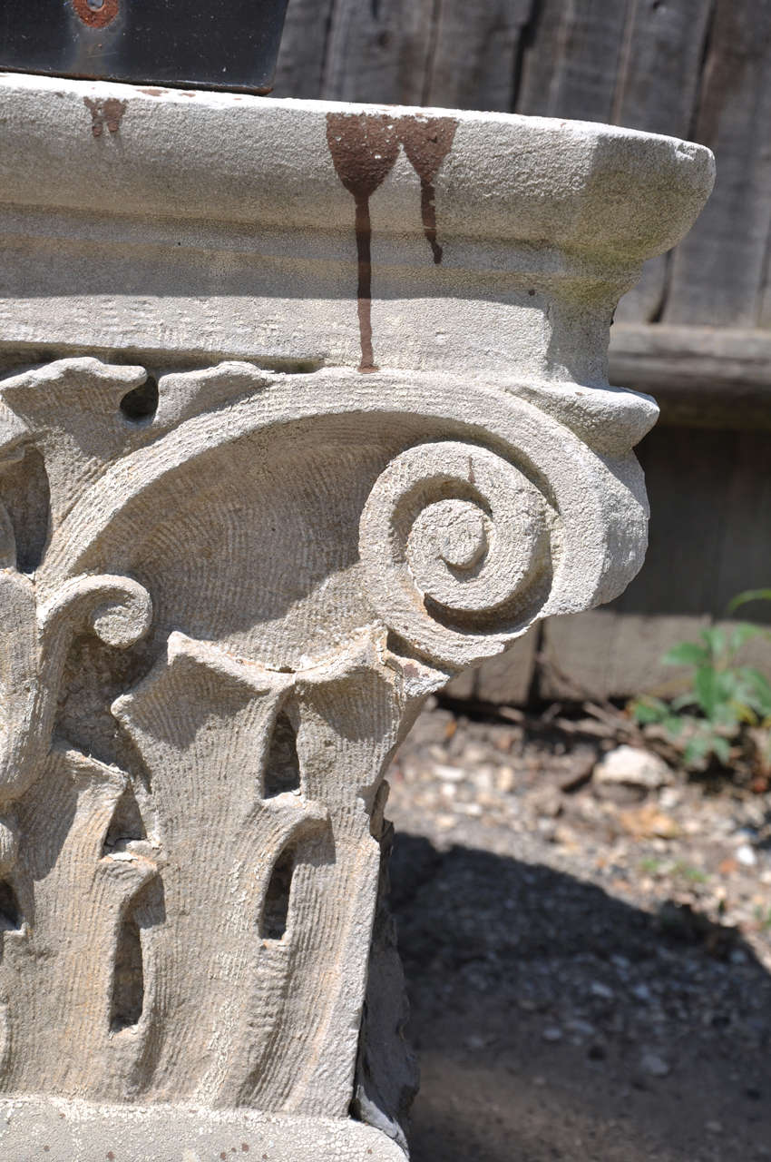 20th Century American Carved Limestone Architectural Capital / Planter For Sale