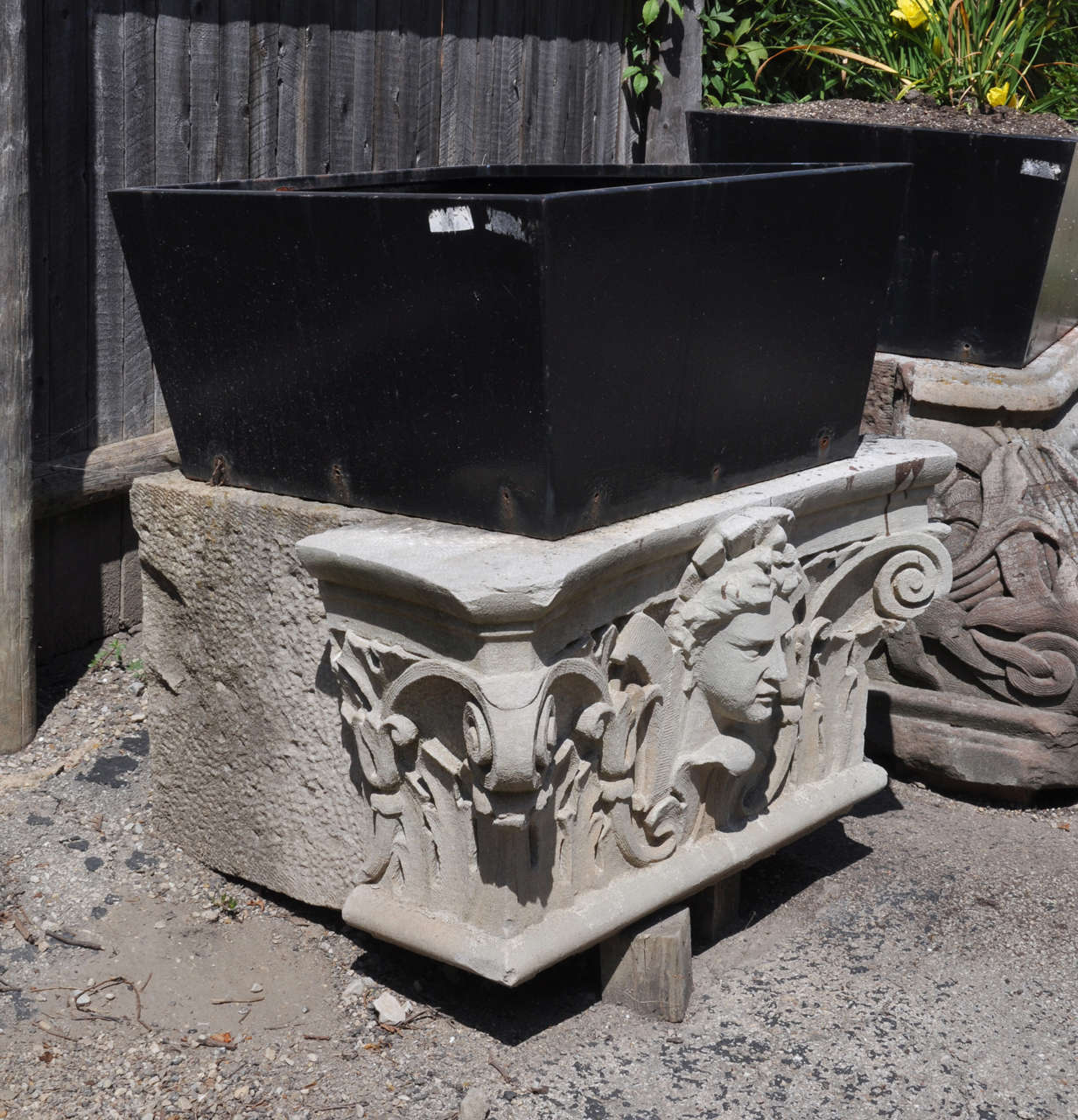 American Carved Limestone Architectural Capital / Planter For Sale 3