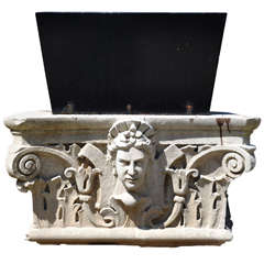 Antique American Carved Limestone Architectural Capital / Planter