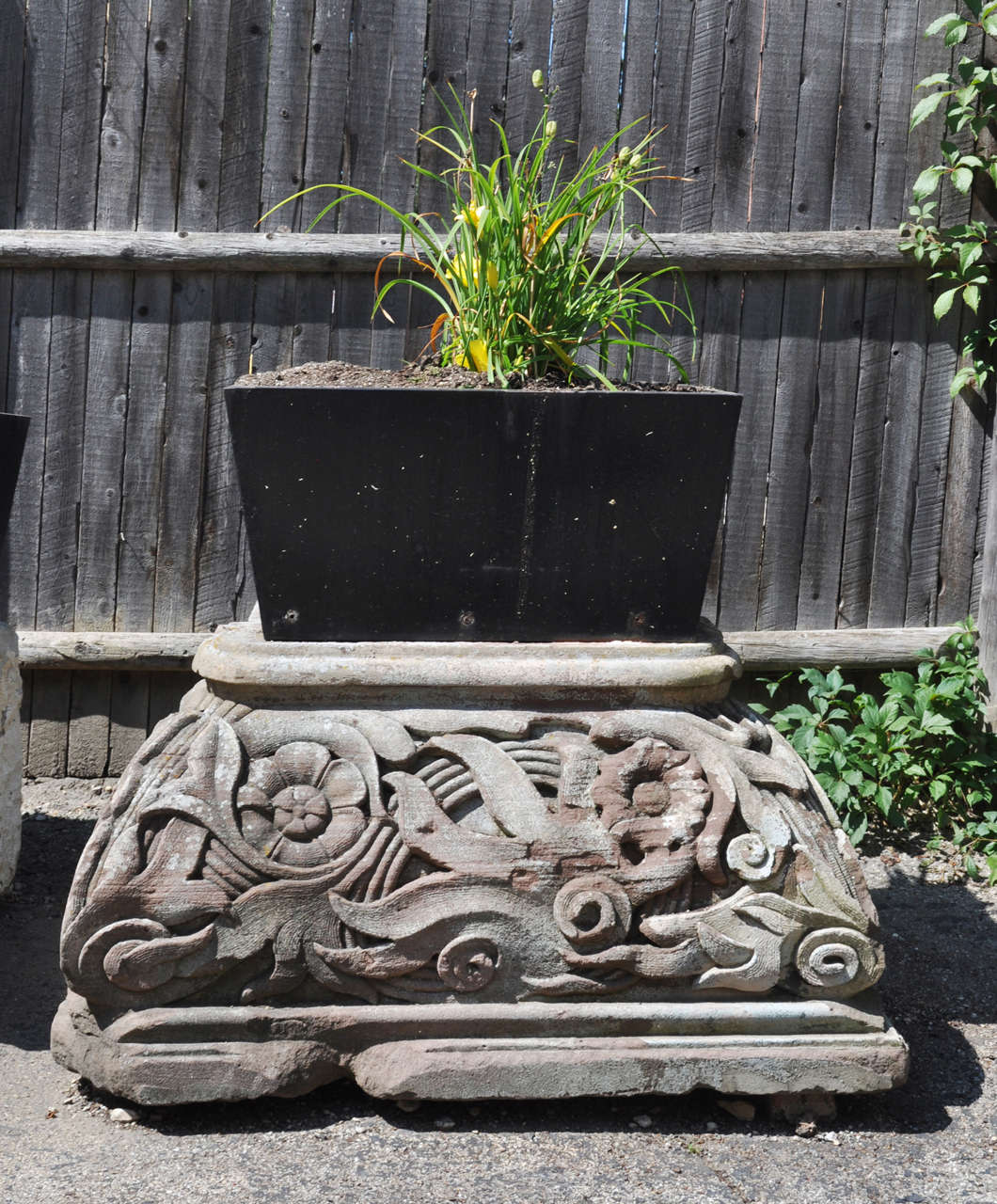 Stone Architectural Capital Planter, Circa 1900