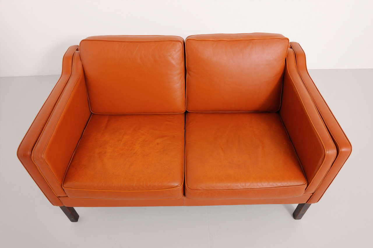 Mid-20th Century Borge Mogensen Cognac Leather Sofa